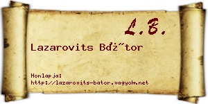 Lazarovits Bátor névjegykártya
